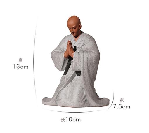 

Китайский стиль Песок Молитва на коленях Будда Монах Дзен Дом Гостиная Храм Чайная комната Украшения, Феншуй Сувенир, Антиквариат Миролюбивый светло-серый