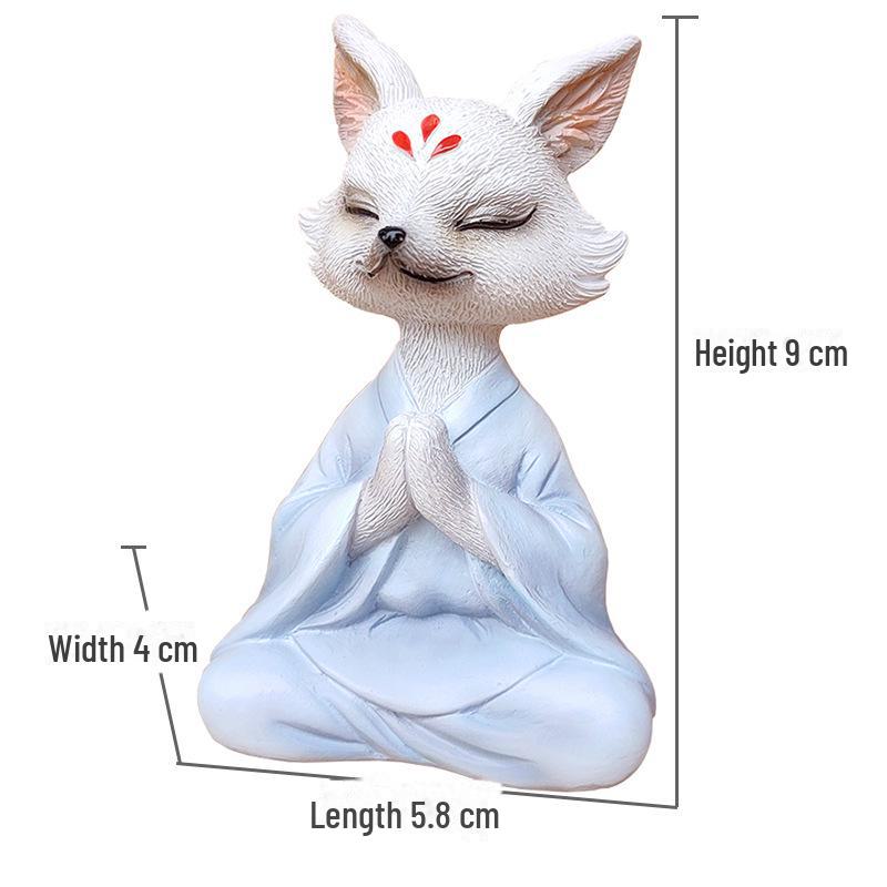 

«Суккулентный бонсай Zen White Fox»: Медитирующая лиса, украшение для сада, балкона или автомобиля.