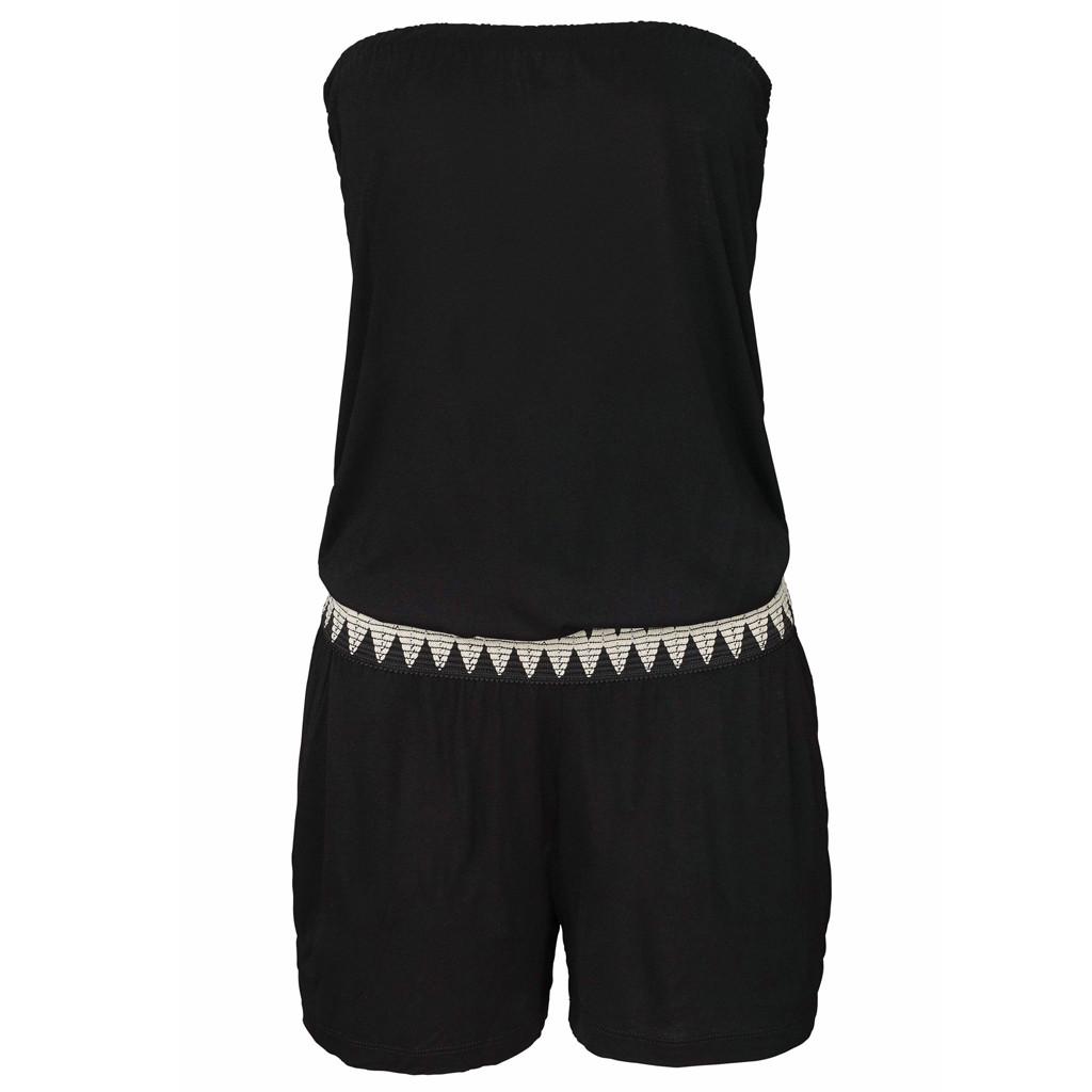 Fashion Womens Casual Off Shoulder Tube Jumpsuit Pocket Short Playsuit