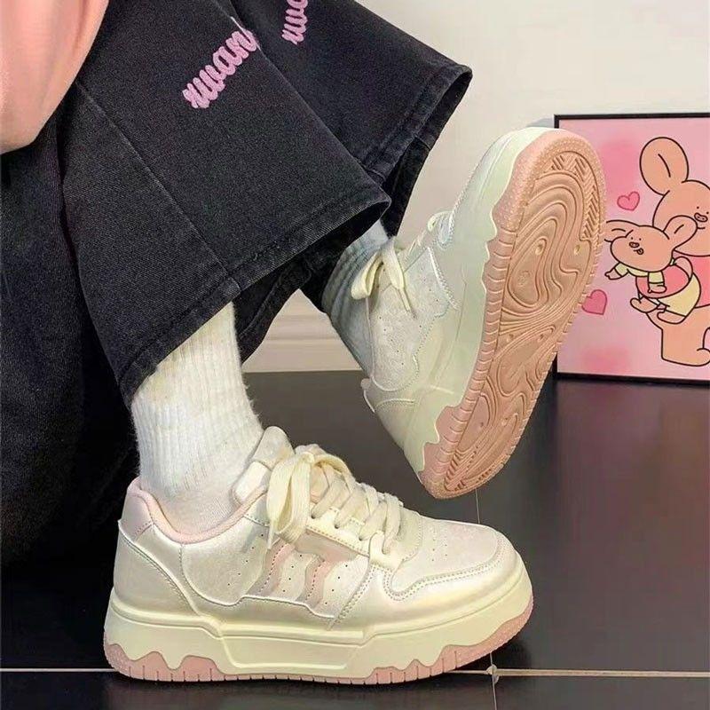 thick-soled little white shoes for women's spring and autumn new models increase in height, simple and versatile breathable casual board shoes