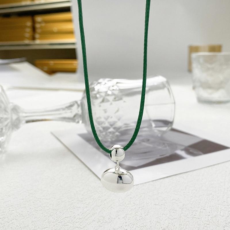 Y2k Bean Pendant Necklace Simple Drawstring Clavicle Chain Short Choker Necklaces for Women Girls 2023 Party Jewelry