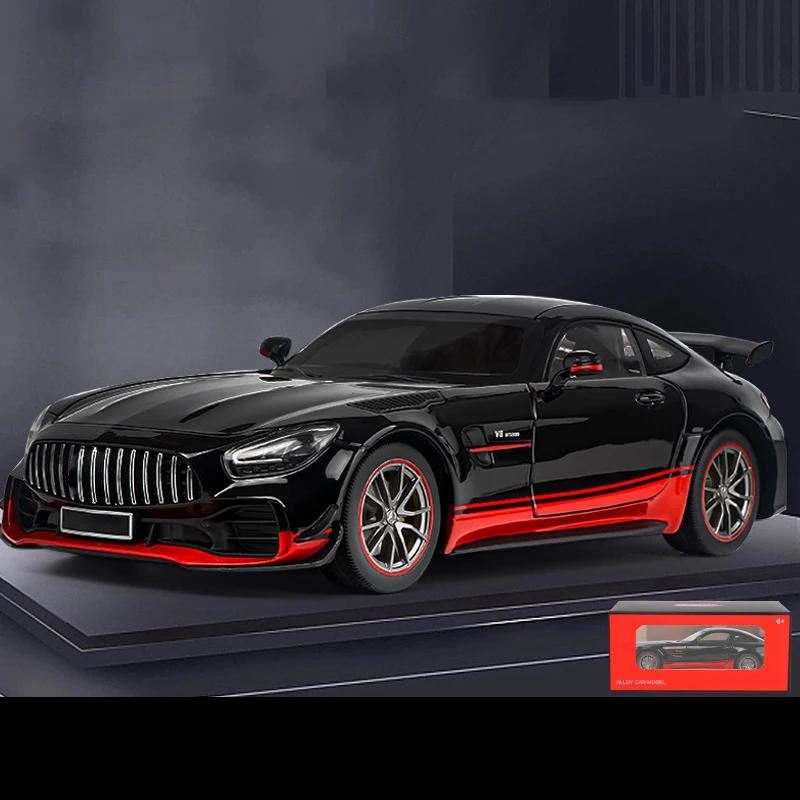 Large 1/18 Mercedes Benz AMG Gtr Model Car Metal Diecasts Vehicle Collectable Hobbies Sound & Light Miniature Toy For Boys Child