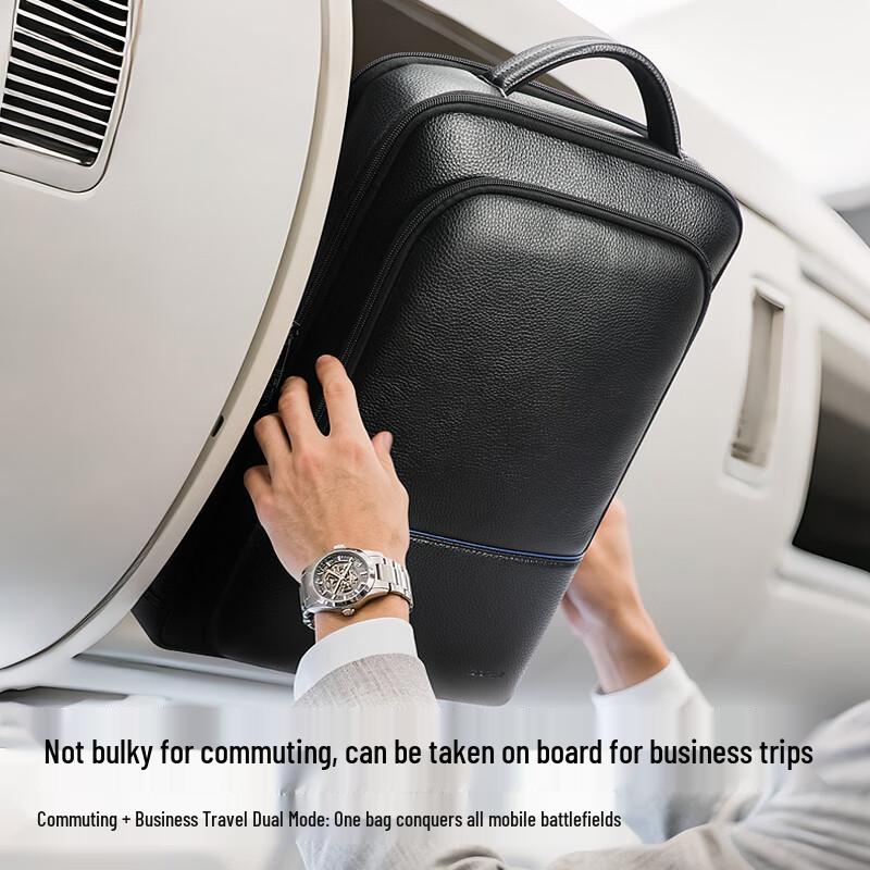 Bopai Men's Genuine Leather Business Laptop Backpack