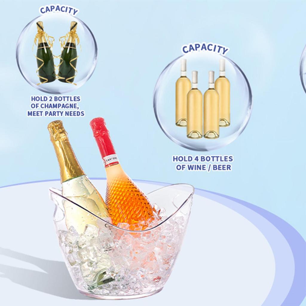 Clear Ice Bucket Multifunctional Drink Tub 2 Scoops Handle Cooling Large Ice Bucket For Wine Champagne Wine Beer Bar Supplies