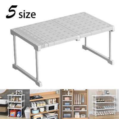 Verstellbare Schrankaufbewahrung, kein Stanzen, Aufbewahrungsregal, platzsparender Kleiderschrank, dekoratives Regal, Schrankhalter für Badezimmer, Küche, Schuhregal, verschiedene Aufbewahrung
