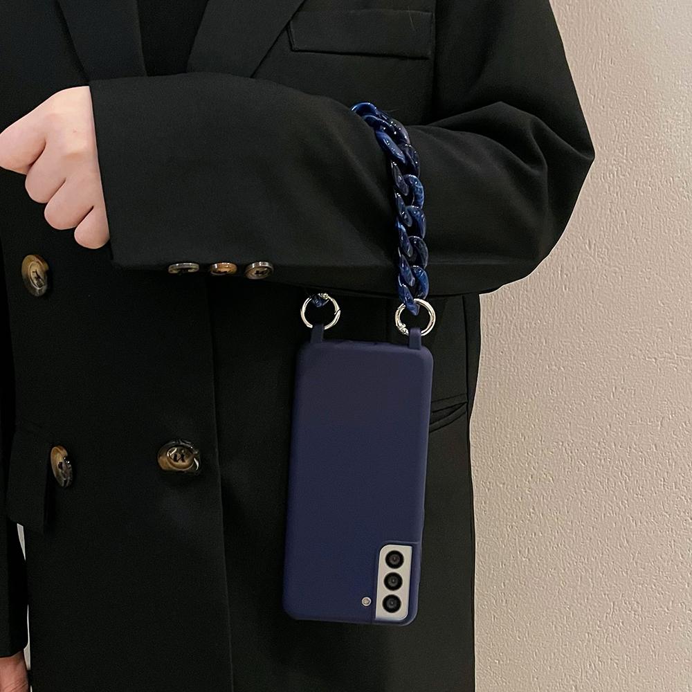 Crossbody Lanyard Acrylic Bracelet Silicone Soft Case For Samsung S24 Ultra S23 Plus S22 S21 Candy Necklace Shoulder Strap Cover