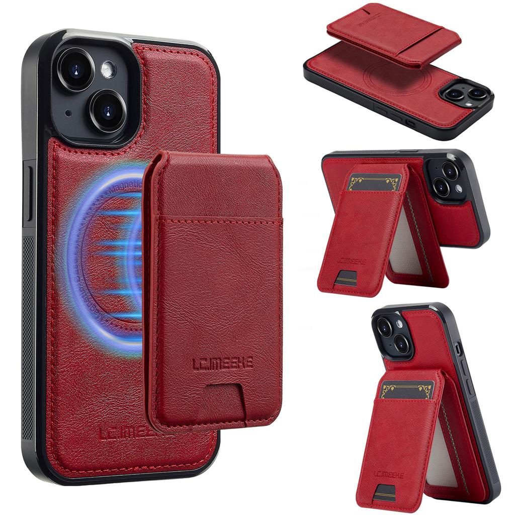 LC.IMEEKE L3 For iPhone 13 Mini Magnetic Case Detachable Card Holder Leather TPU Mobile Cover
