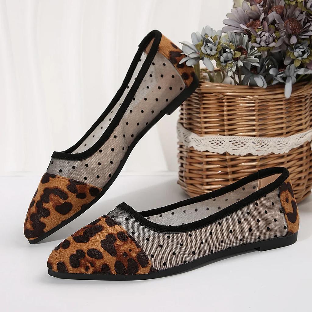 Fashion Soft and Comfortable Women's Flat Shoes Classic Pointed Toe Ladies Leopard Print Shoes Women Work Shoes Comfortable for Work
