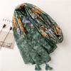 Luxury Fashion Women Viscose Scarf Ink Painting Floral Tassel Hijab Shawls and Wraps Female Foulard Echarpe Muslim Sjaal