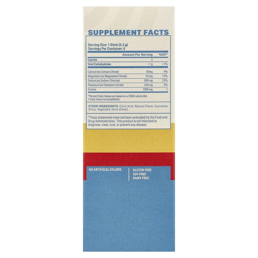 Podium Nutrition, Salt + Electrolyte, Hydration Stick, Tropical Lime, 6 Sticks, 31.8g (1.12oz)