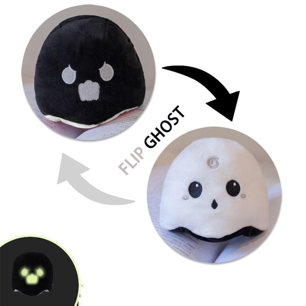 Fluffy Flip Plush Animal Toy Stuffed Doll Mood Reversible Ghost Soft Toy  Halloween Gift