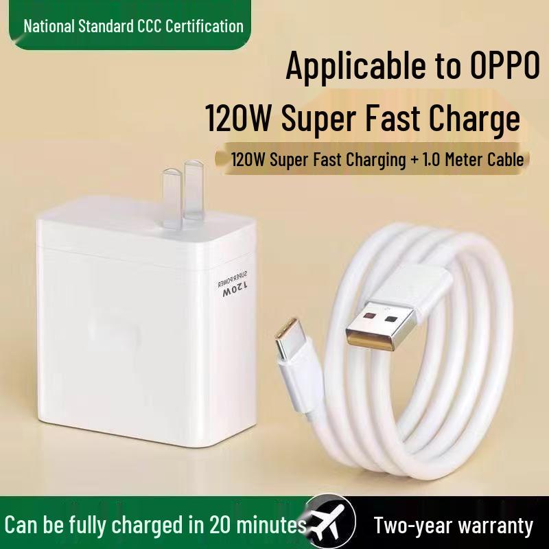 120W Super Flash Charger & Data Cable Set for Reno8/Reno6/R9 - Fast 6A Charging