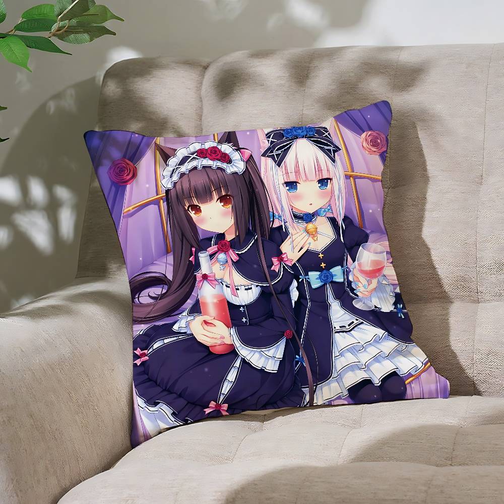 

N-Nekopapa Cute A-Azuki Vanilla Pillow Case Cover Nordic Vintage Style Cushion Covers Home Living Room Sofa Couch Seat Decor 16x16Inch