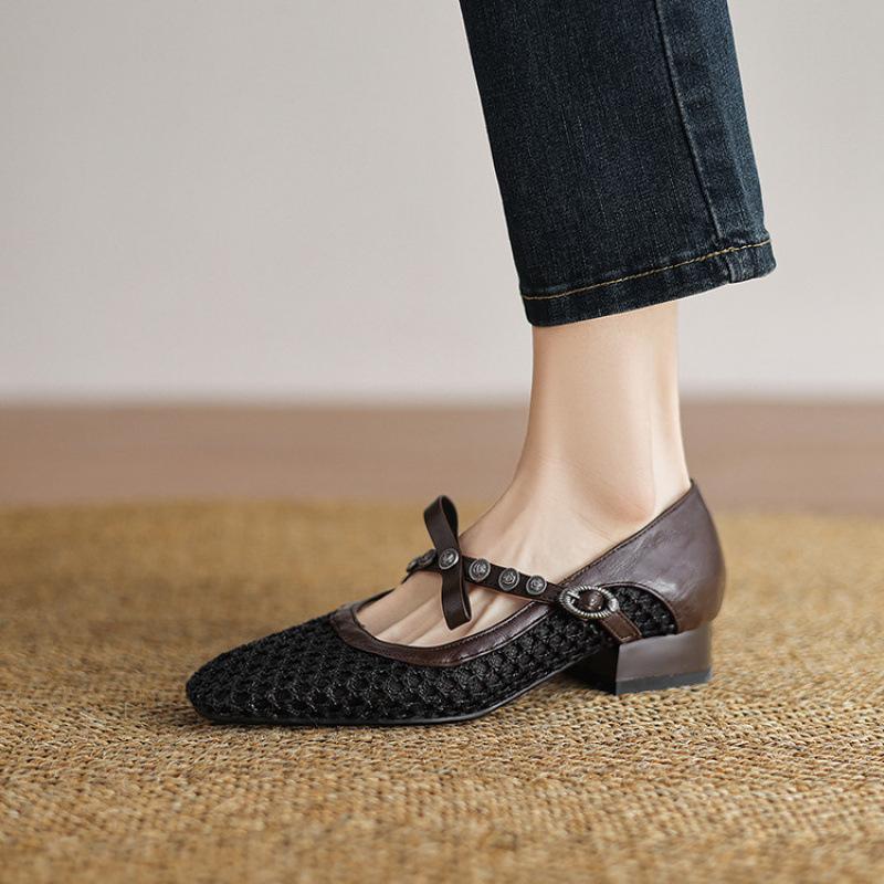 

New size sandals buckle soft sole casual solid color square head summer low heel flat bottom light mouth bag heel sandals women 43 (customized non-return and exchange) коричневый