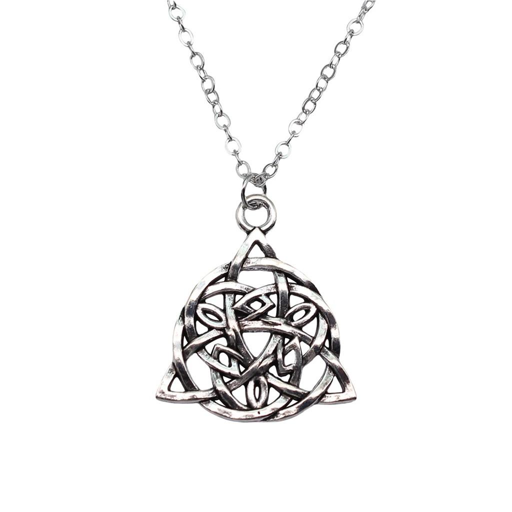 Collana Ciondolo Nodo Celtico Triquetra Stella di Davide Pendente Gioielli Vintage Boho Catena 43cm