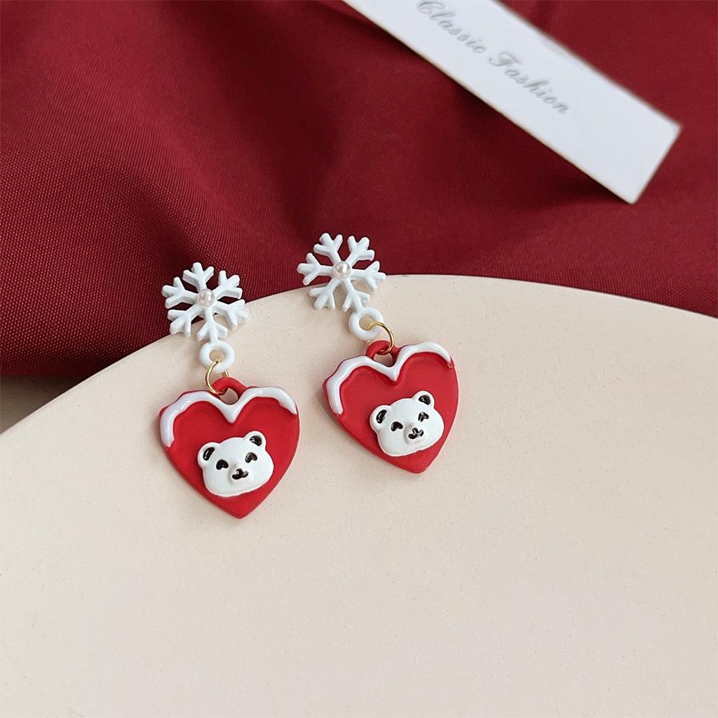 Christmas Bell & Tree Drip Oil Stud Earrings - Cute Niche Design for Women