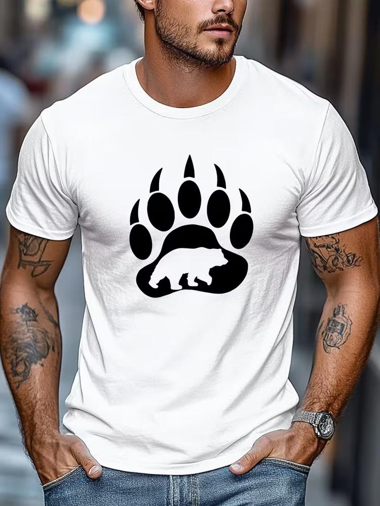 Unisexs Bear Paw TShirt Casual Summer Crew Neck Short Sleeve Graphic Tee Top S