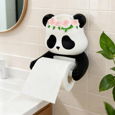 Porta Fazzoletti Design Panda Portatovaglioli Fissaggio Flessibile con Superficie Antiscivolo Facile Installazione Portaoggetti per Fazzoletti Accessori da Bagno