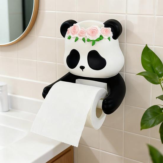 Tissue Holder Panda Design Flexibly Fixed Napkin Rack with Non-Slip Surface Easy Installation Tissue Storage Rack Bathroom Accessories