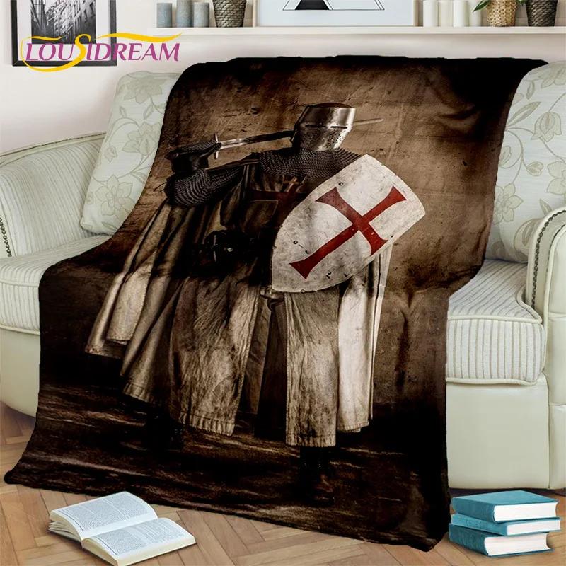 Cartoon Templar Cavalier Knight Crusaders Blanket,Soft Throw Blanket for Home Bedroom Bed Sofa Picnic Travel Office Blanket Kids