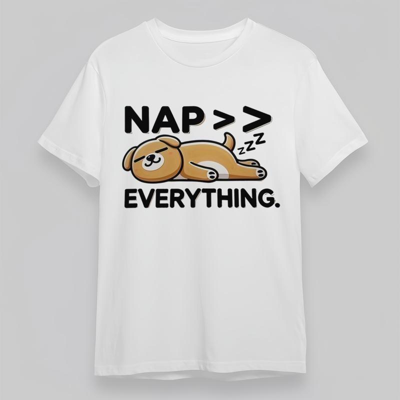 

Women s Oversize Comfortable Classic T-Shirt Dog With Nap Everything Graphic Tee 2XL