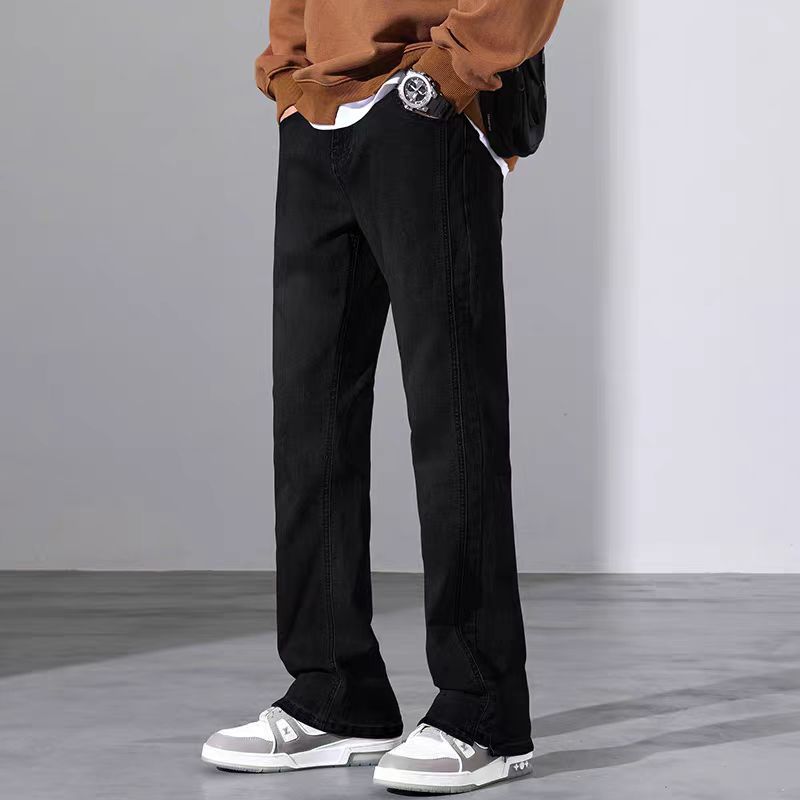 Casual men's pants autumn retro washed loose straight boys American high street micro-pull jeans men's spring and autumn