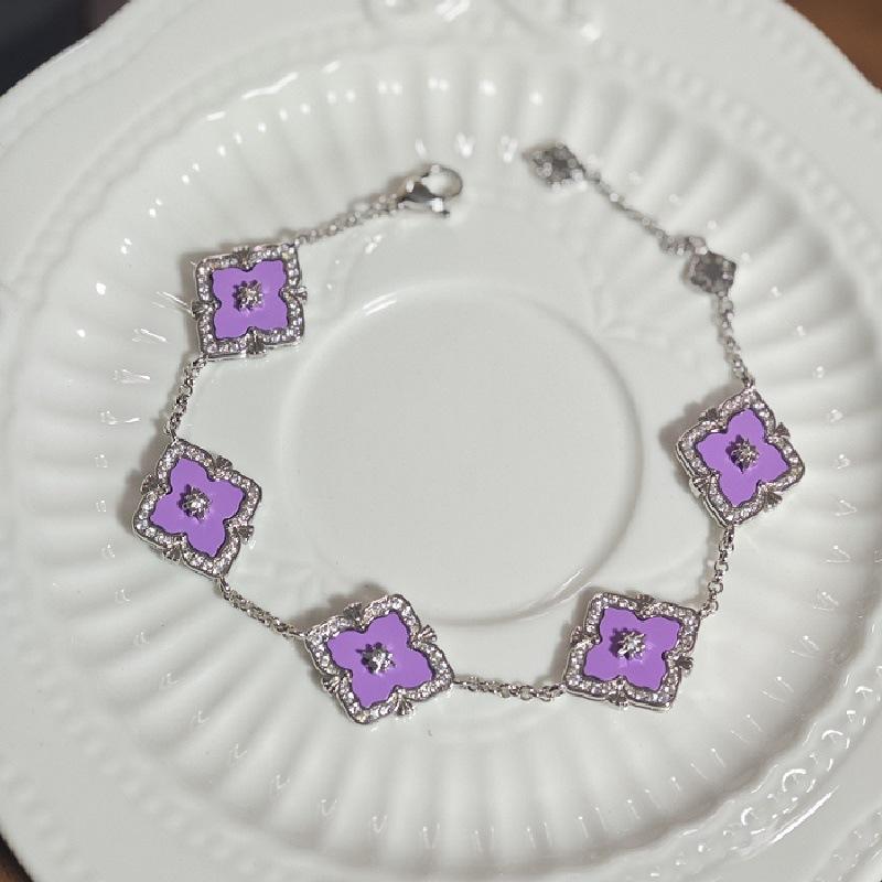 Buchi Wind Window Grilles Four-Leaf Clover Natural White Fritillary Necklace Bracelet Set Light Luxury Cold Wind Live Broadcast Special