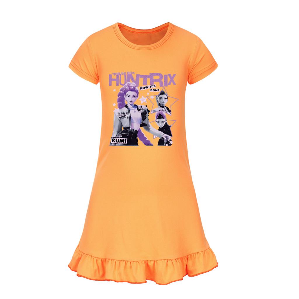 5105 Dziewczęca Sukienka Mira Zoey Rumi z Nadrukiem, Falbankami i Krótkim Rękawem, Codzienna