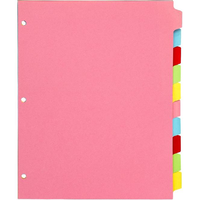 Pukka Pad 10 Part Dividers – 1 Pack of 10 Tabbed Set for 3-Ring Binder, Page Separators for Home, Office, School Organization – 8.5 x 11 Inches