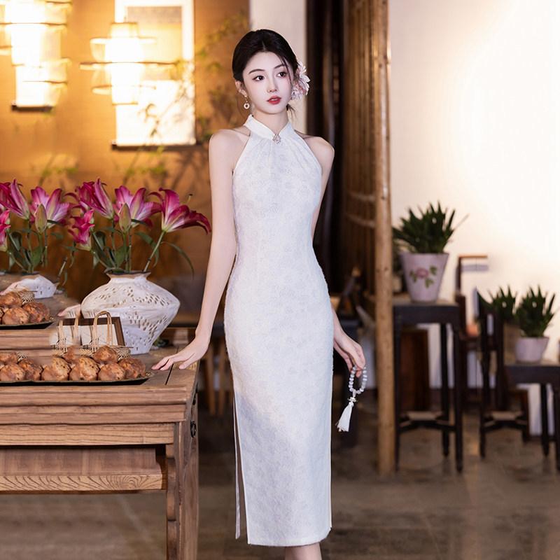 White neck national style new Chinese Suzhou long cheongsam improved young 1011 new women's high sense summer