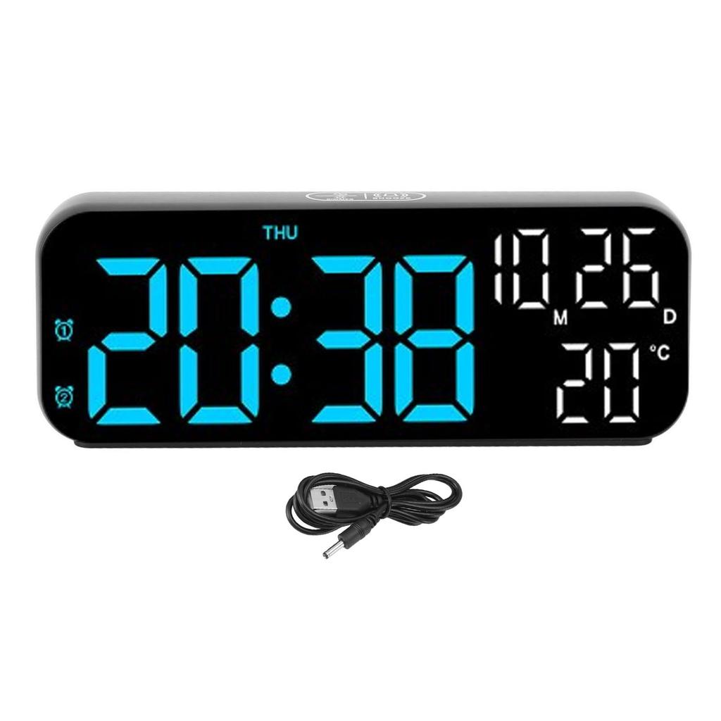 Digital Clock Dual Display Voice Control 3 Adjustable Brightness Date Temp Display Countdown LED Electronic Alarm Clock