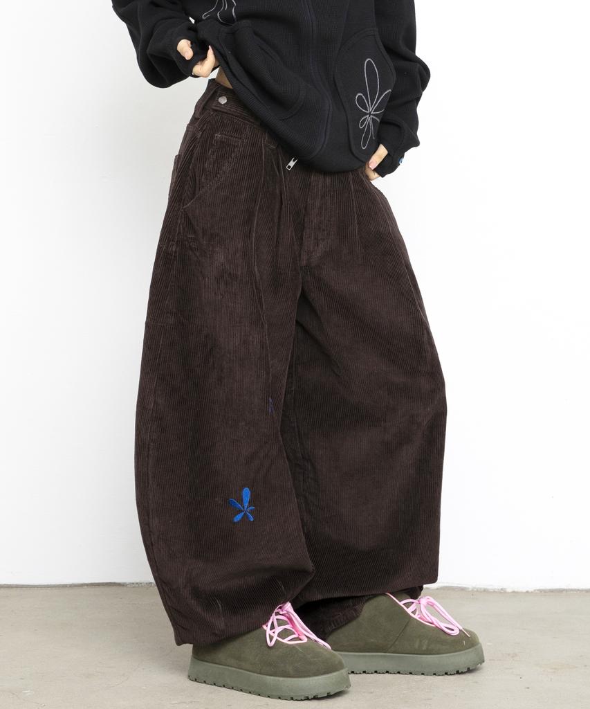 GLACK Gzp001 Double-Pleat Corduroy Balloon Pants (Brown)