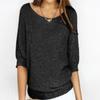 Solid Colour Round Neck Knit Top Women's Plus Size Commuter Elegant Seven-minute Sleeve Top Air-conditioning Shirt