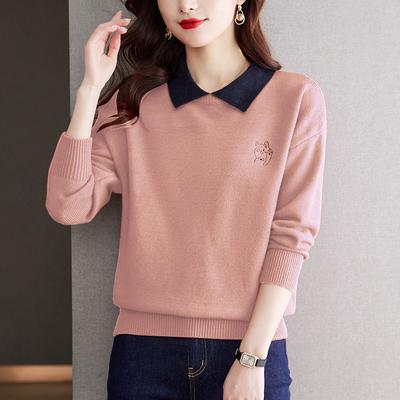 Hochwertiger und wunderschöner Pullover für Damen im Herbst und Winter Neuer Stil Gestricktes Basic-Shirt Top