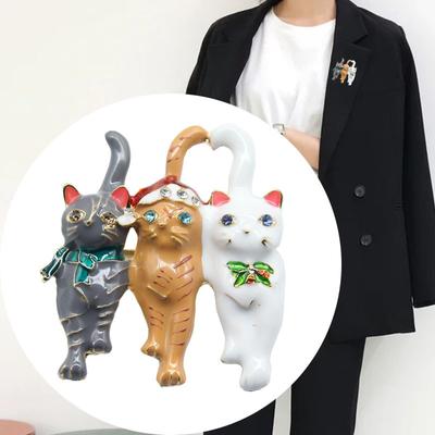 New Product Personality Cute Dripping Oil Three Cats Brooch Men'S And Women'S Pins Brooch With Accessories