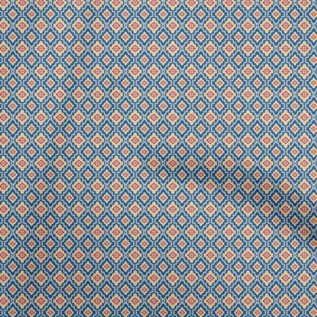 oneOone Cotton Flex Blue Fabric Asian Kilim Diy Clothing Quilting Fabric Print Fabric By Yard 40 Inch