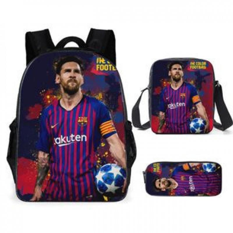 Školní batohový set Messi Fotbalová hvězda z nylonového materiálu pro školní použití a ukládání