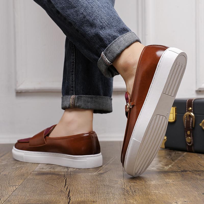 Fashion Leather Casual Shoes Men Loafers Luxury Design Slip On Male Dress Shoes Leisure Style Big Size Good Wear-resistant Sole