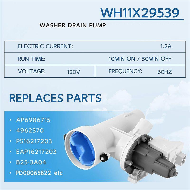 Retail Clothes Drain Pump Replacement Parts For GE Top Load Washer WH11X29539 Drain Pump Filter Assembly AP6986715