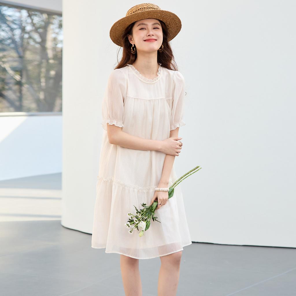 26 year new summer high-end wooden ear fashionable age reducing gauze skirt, short sleeved skirt, princess skirt, cake skirt, dress, skirt
