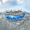Huitan Einzigartiges Design Ozeanwelle Blaue Emaille Ringe für Damen Kupferfarbe Exquisite Sommerurlaubs-Accessoires Statement-Schmuck