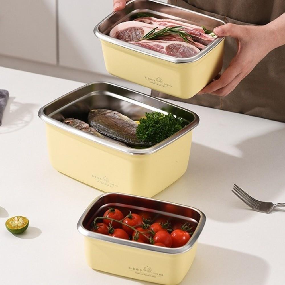 Герметичный ланч-бокс из нержавеющей стали кремовый стиль контейнер для еды можно использовать в микроволновой печи холодильник Yellow-S 933₽
