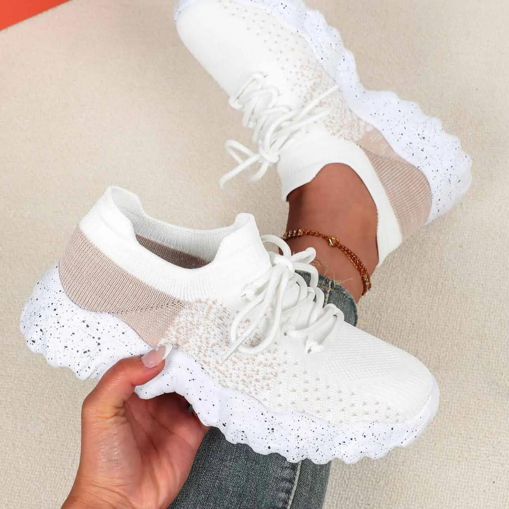 Breathable Platform Sneakers Knitted Chunky Shoes for Women Men Leisure Walking Shoes Trendy Socks Shoes Non-slip Wear-resistant