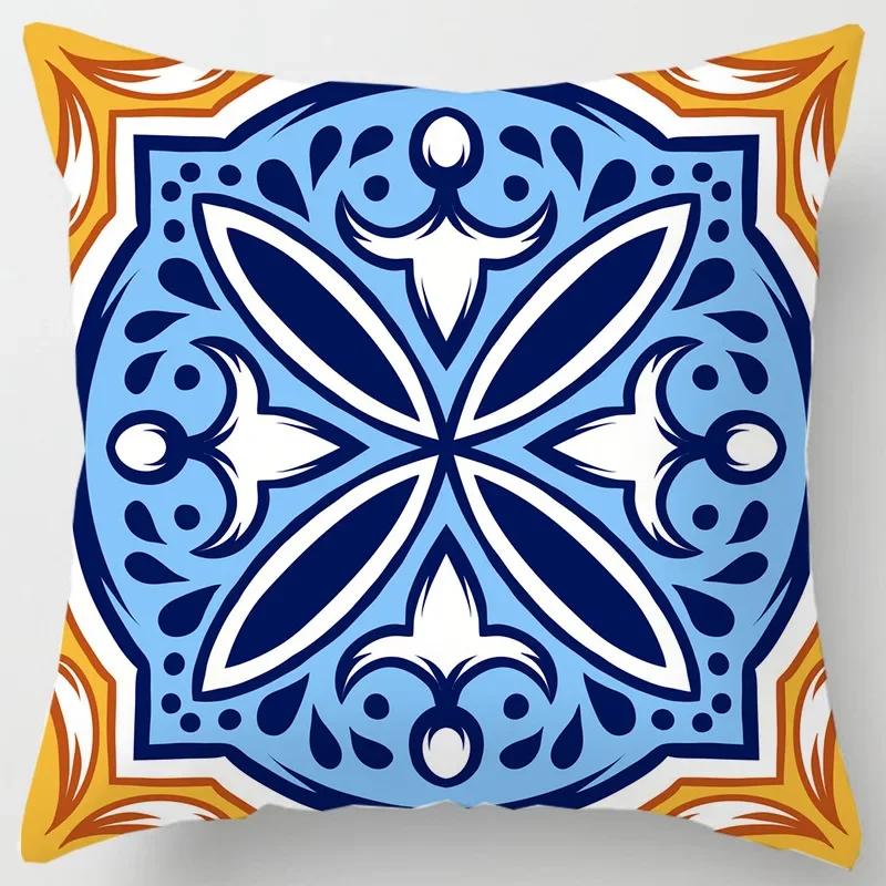 Colorful National Floral Antique Porcelain Print Pillowcase Comfortable Sofa Car Seat Cushion Cover Bohemian Hippie Home Decor