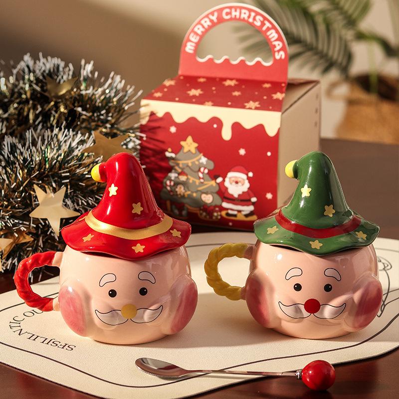 High-value Christmas Ceramic Cups, Mugs with Lids, Cute Girls, Girlfriends, Birthday Gifts, Souvenirs