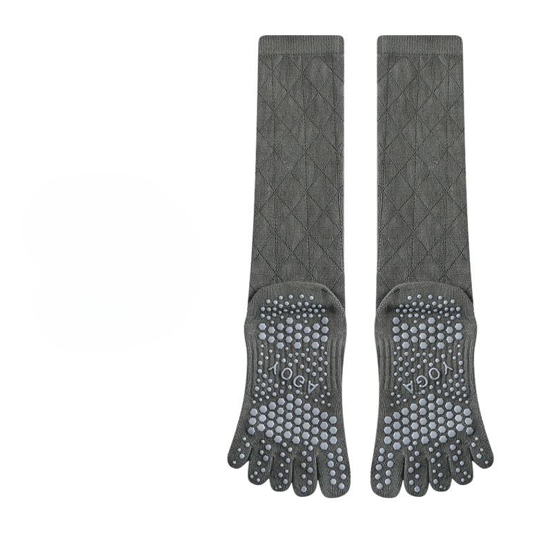 Fashion Sports Five Finger Yoga Socks Women Anti Slip Sweat Absorption Long Tube Stockings Pilates Sports Fitness Pressure Socks