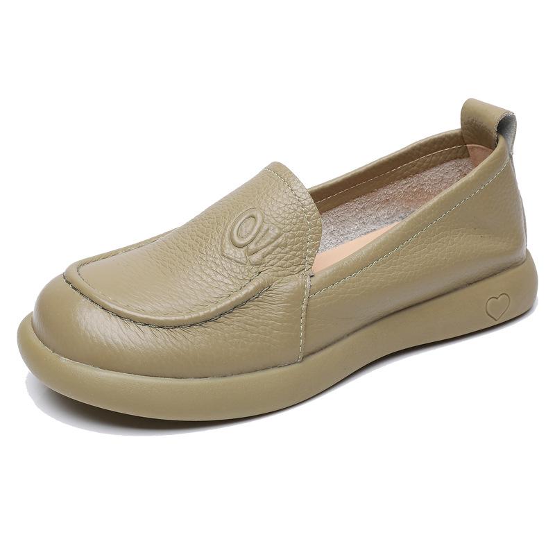 Women's Mom Shoes with Soft Surface and Soft Sole, Comfortable and Versatile Leather Shoes, Women's Simple Single Shoes, Shallow Mouth Women's Shoes