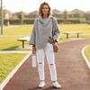 Women's Casual Color Wool Coat with Asymmetric Lapel