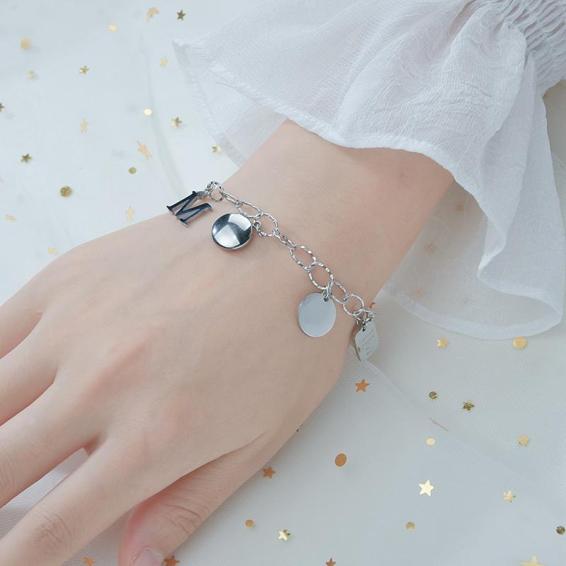 JMJM Four Pendants Round Card Square Card M Letter Smiley Face Bracelet  Pendant Jewelry Punk Choker Goth Gifts