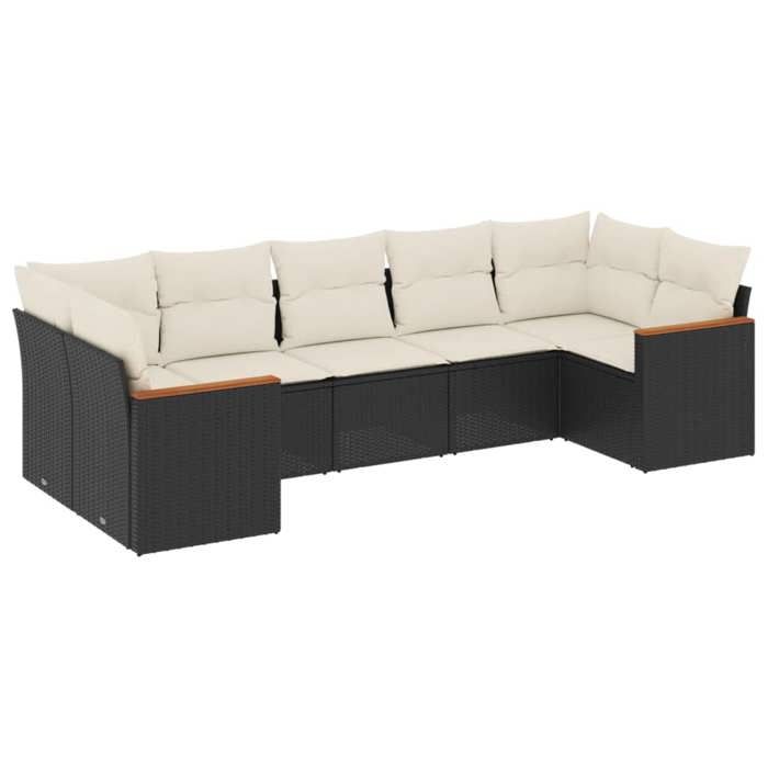 VidaXL Salon de Jardin avec Coussins 7 pcs, Canapés de Terrasse, Ensemble de Meubles de Patio, Mobilier d'Extérieur, Noir 3258668